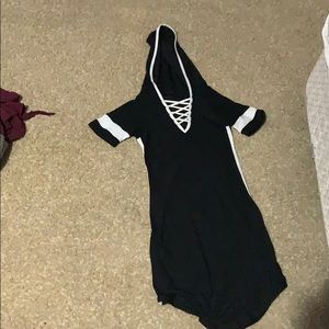 Black body right dress with a hood
